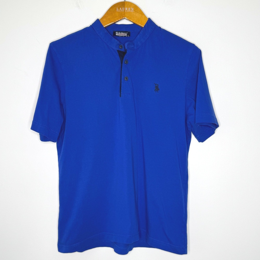 Dewberry Short Sleeve Henley Mens Large Blue‎